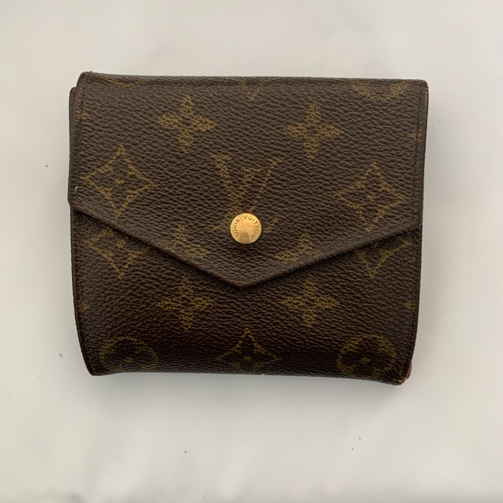 Auth LV Monogram Portefeiulle Elise Trifold Wallet